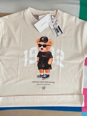 Denim & Flower bear T shirt big kid 11/12